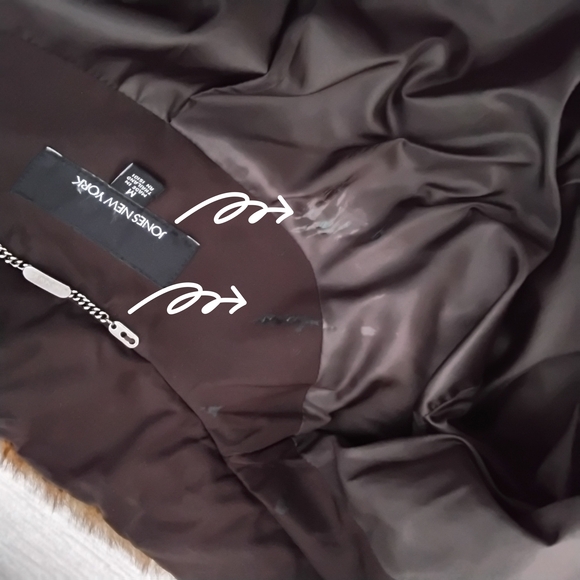 Jones New York Dark Brown Teddy Coat with Faux Fur Trim - Picture 10 of 16